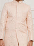 Boy's' Peach Sherwani And Pyjama Set
