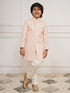 Boy's' Peach Sherwani And Pyjama Set
