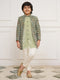 Boy's' Green Indo Western And Pyjama Set