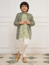 Boy's' Green Indo Western And Pyjama Set