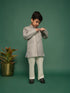Boy's Silver Indo Western And Pyjama Set