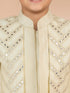 Boy's Cream Silk Blend Sherwani Set