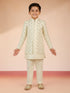 Boy's Cream Silk Blend Sherwani Set