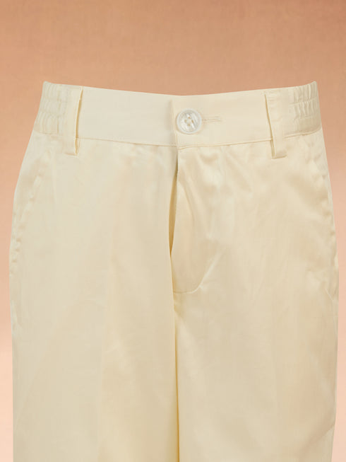 Boy's Cream Silk Blend Sherwani Set