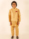 Boy's Rose Gold Silk Blend Jacket With Kurta Pyjama Set