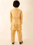 Boy's Rose Gold Silk Blend Jacket With Kurta Pyjama Set