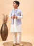 Boy's Lavender Woven Jacket With Cream Kurta And Pyjama Set