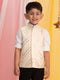 Boy's' Cream Mirror Work Ethnic Jacket