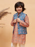 Boy's Blue Printed Nehru Jacket