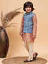 Boy's Blue Printed Nehru Jacket