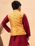 Boy's Yellow Ethnic Printed Jacket