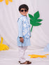 Boy's' Blue Jacket, Kurta And Pyjama Set