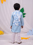 Boy's' Blue Jacket, Kurta And Pyjama Set