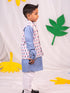 Boy's Beige Printed Jacket With Grey Kurta Pyjama Set