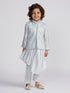 Boy's' Aqua Jacket,Kurta And Pyjama Set.
