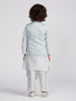 Boy's' Aqua Jacket,Kurta And Pyjama Set.