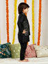 Boy's' Black Jacket,Kurta And Pyjama Set.