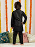 Boy's' Black Jacket,Kurta And Pyjama Set.