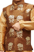 Boys' Brown Silk Blend Nehru Jackets
