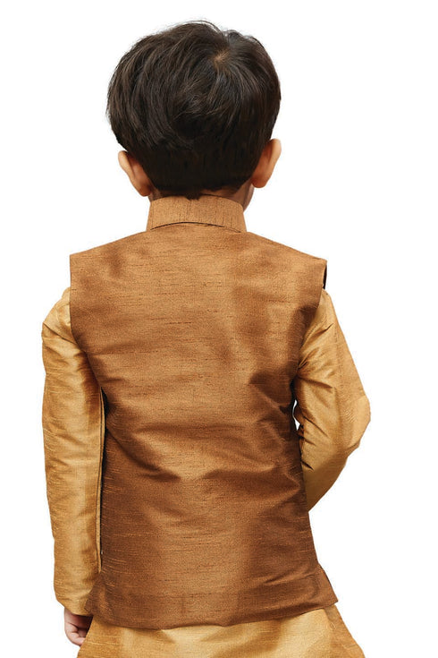 Boys' Brown Silk Blend Nehru Jackets