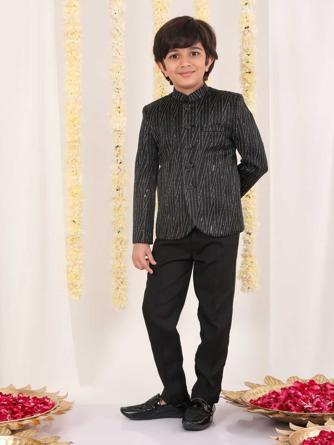 Boy's Black Sequined Jodhpuri
