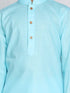 Boys Aqua And White Kurta Pyjama Set