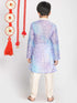 Boy's' Blue And Cream Kurta Pyjama Set