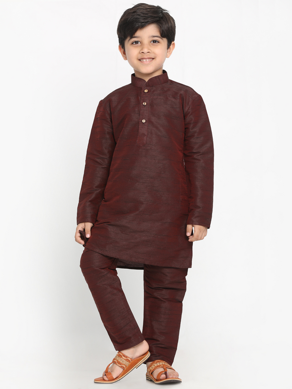 Boys Silk Blend Kurta and Pyjama Set