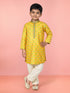 Boy's Yellow Geometric Kurta Pyjama Set