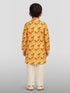 Boy's Yellow Animal Print Kurta Pyjama Set