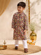 Boys Black Cotton Patola Printed Kurta Pyjama Set