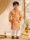 Boys Mustard Cotton Patola Printed Kurta Pyjama Set