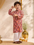 Boys Red Cotton Patola Printed Kurta Pyjama Set