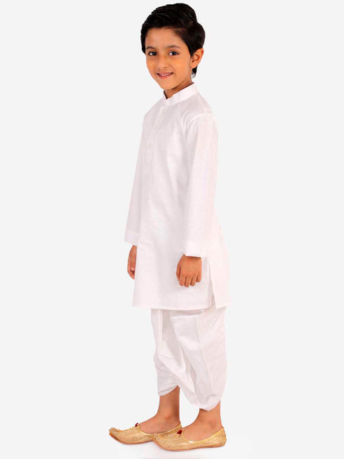 Boy's White Kurta And Dhoti Set