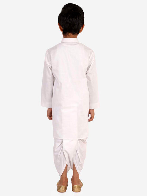 Boy's White Kurta And Dhoti Set
