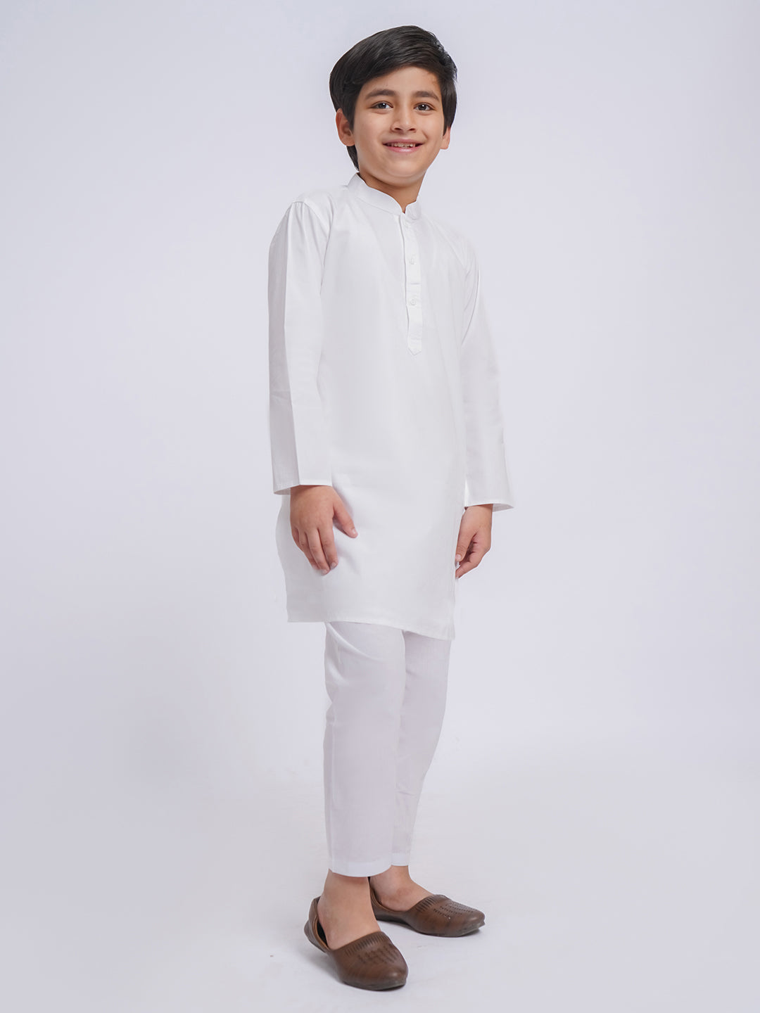 Men's White Cotton Kurta And Pyjama Set