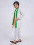 Boy's White Cotton Kurta And Pyjama And Dupatta Set
