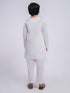 Boy's White Cotton Kurta And Pyjama And Dupatta Set