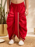 Boys Gold Cotton-Silk Embroidered Thigh Length Kurta and Dhoti Set