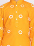 Boy's' Orange And White Kurta Pyjama Set