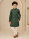 Boy Dark Green Rayon Kurta and Pyjama Set Festive, Festive Glitz, Indated Traditions, All regions, Navratri, Diwali Ethnic Wear