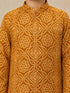 Boy's Mustard Rayon Geometric Print Knee Length Kurta and Pyjama Set