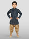 Boy's' Blue Bandhni Print Kurta And Rose Gold Patiyala Set