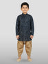 Boy's' Blue Bandhni Print Kurta And Rose Gold Patiyala Set