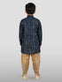 Boy's' Blue Bandhni Print Kurta And Rose Gold Patiyala Set