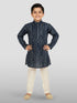 Boys Blue Rayon Bandhani Kurta Pyjama Set