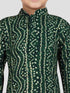 Boy's' Green Bandhni Print Kurta And Rose Gold Patiyala Set