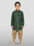 Boy's' Green Bandhni Print Kurta And Rose Gold Patiyala Set