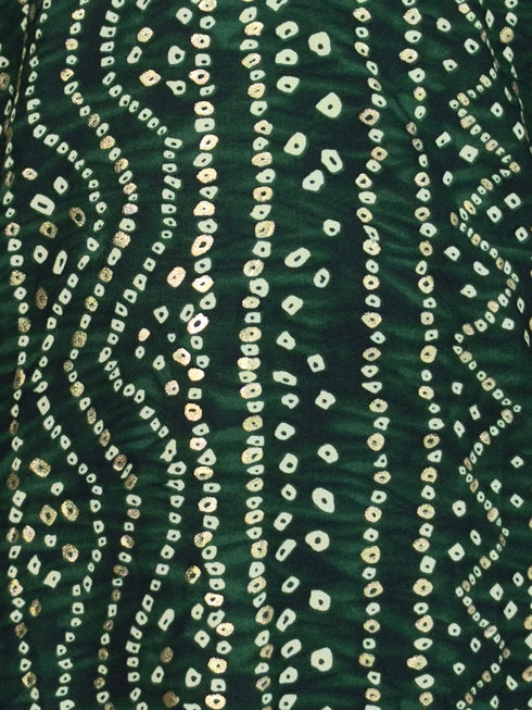 Boy's' Green Bandhni Print Kurta And Rose Gold Patiyala Set