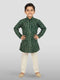 Boys Green Rayon Bandhani Kurta Pyjama Set